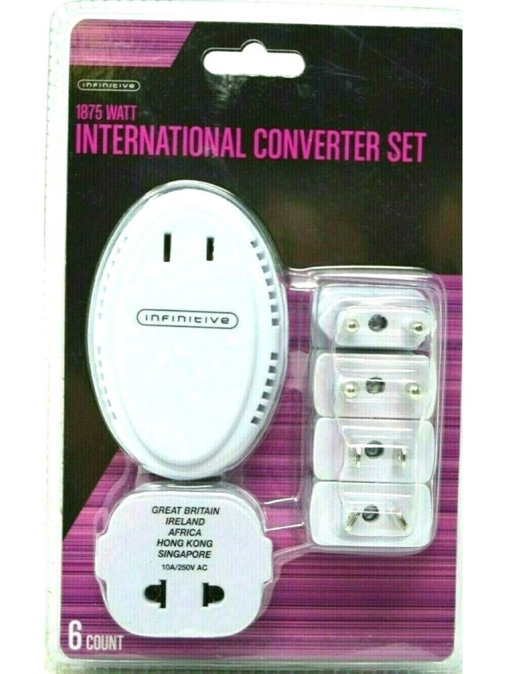 Infinitive 1875 International Converter Set #933616 6 Count Adapters 5 Regions